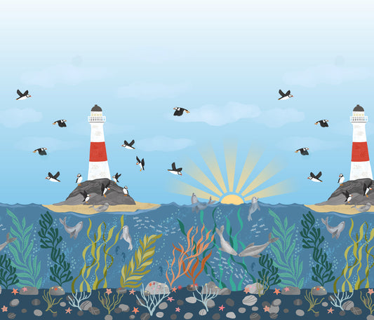 Puffin bay double edge border  - Puffin Rock Collection by Lewis & Irene - Available Now