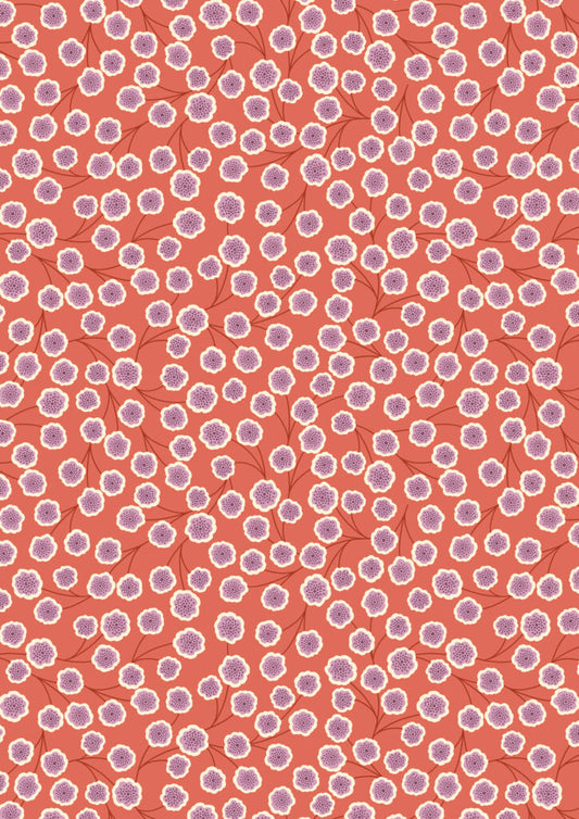 Jardin d'Automne - Simple flower on terracotta by Lewis & Irene - by Length & Fat Quarters