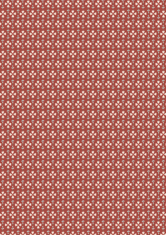 Pre-Order - Flower chains on Cosy Red - Fabric Collection by Lewis & Irene - Due in November