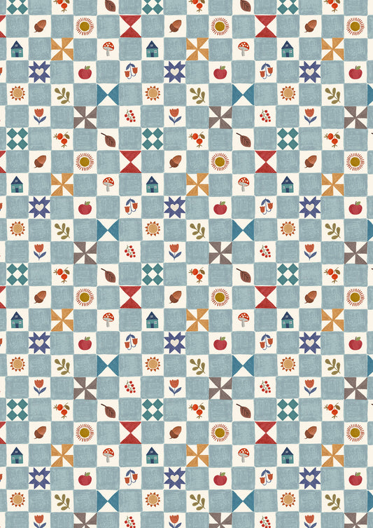 Pre-Order - Little chequered Cosy Home Light Blue - Fabric Collection by Lewis & Irene - Due in November