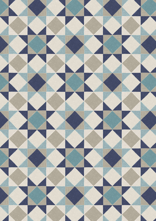 Pre-Order - Cosy home sketchy stars blues - Fabric Collection by Lewis & Irene - Due in November