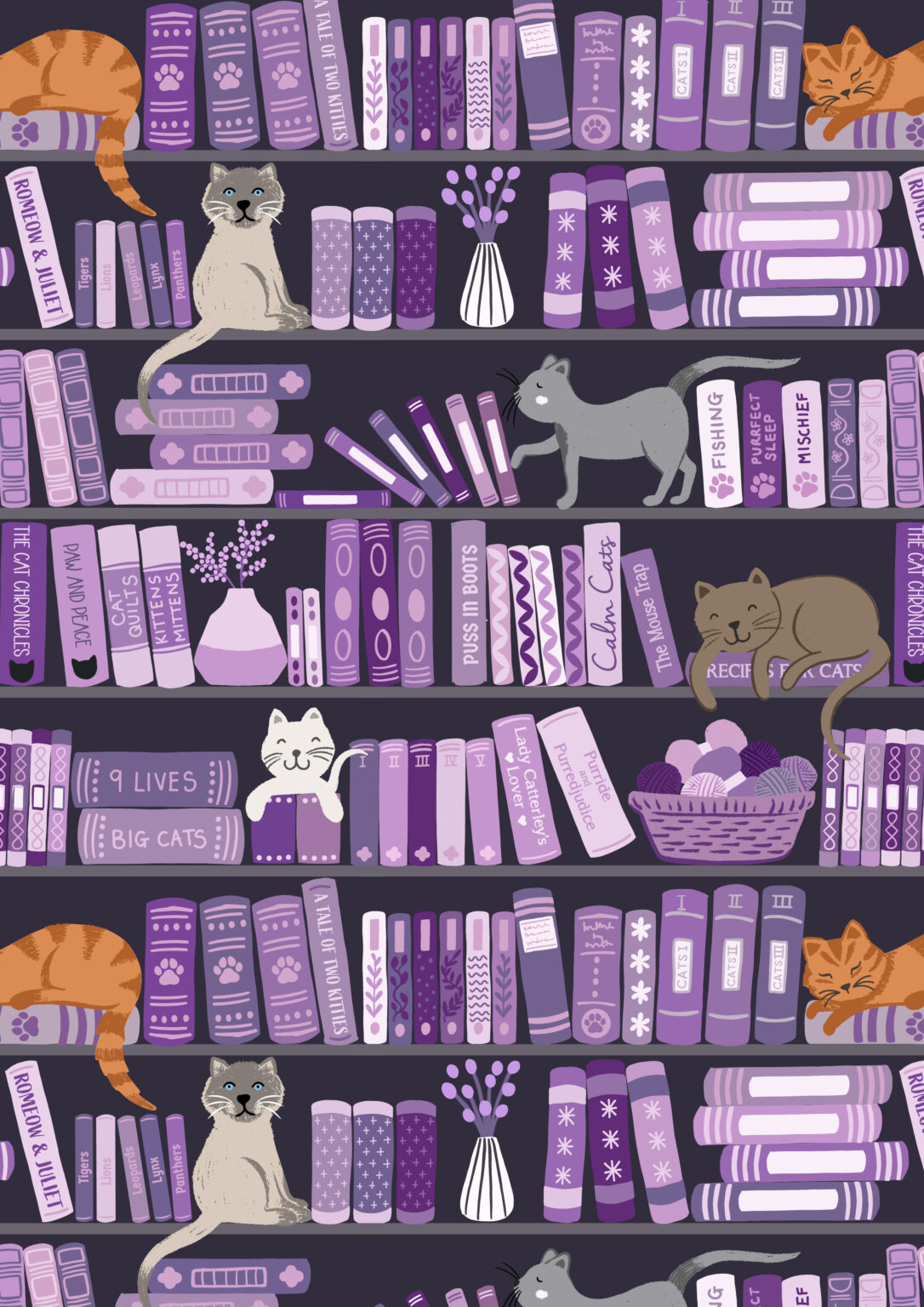 Quilt Top Kit 2 - The Purrfect Book Club designed by Sally Ablett for Lewis & Irene Fabrics, 66"x66"