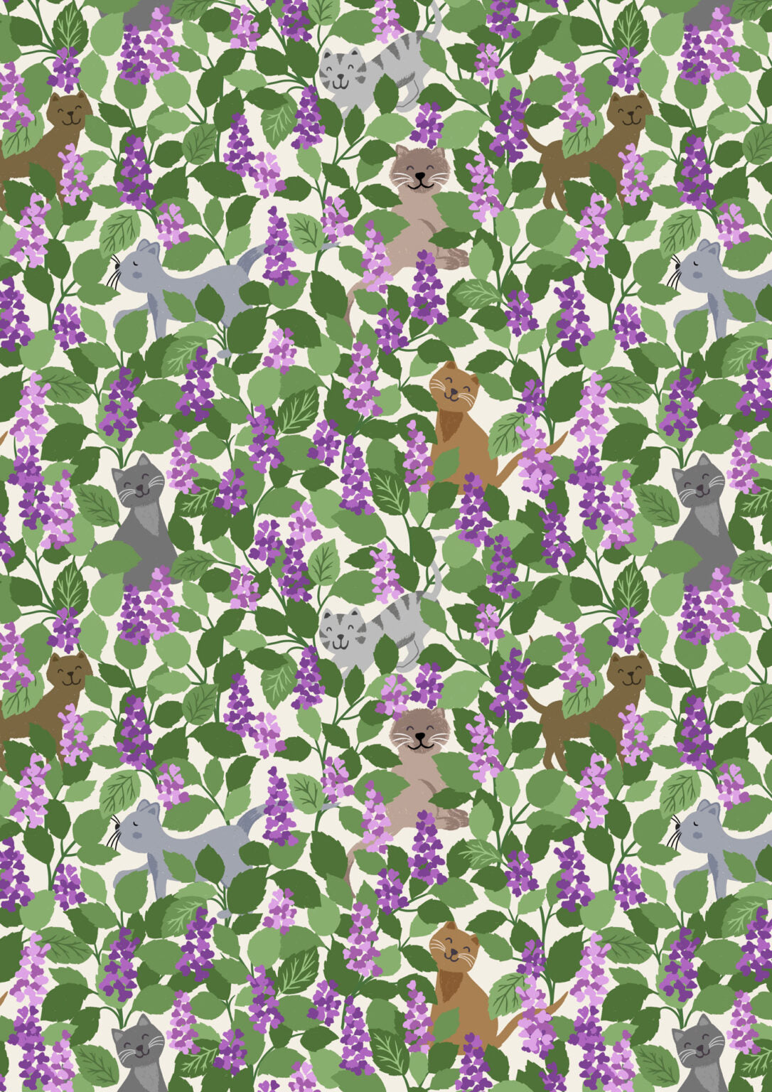 The Purrfect Book Club - Catnip multi on cream - Collection by Lewis & Irene