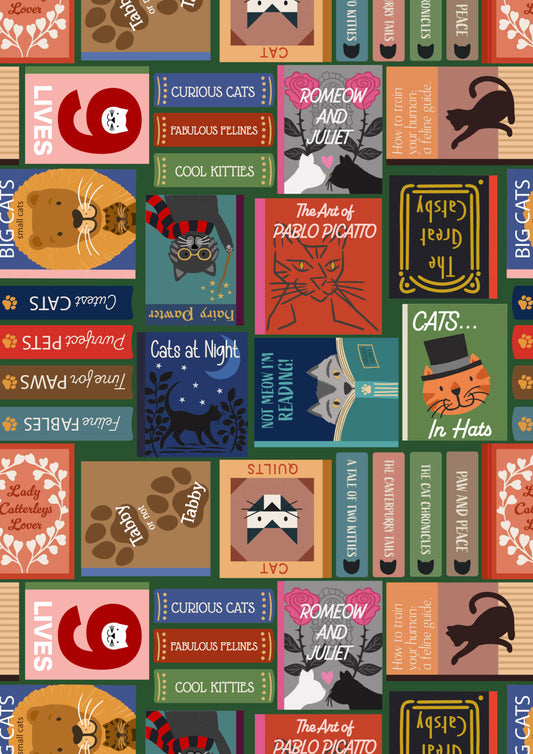 The Purrfect Book Club - Cat book covers multi - Collection by Lewis & Irene