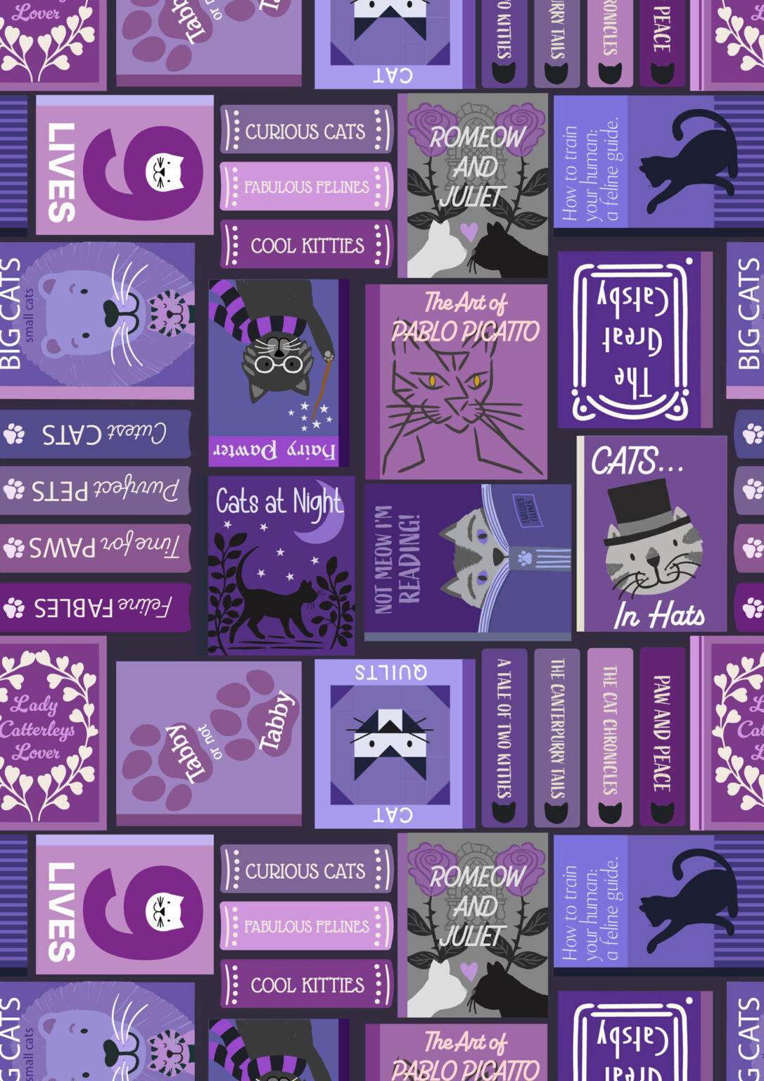 The Purrfect Book Club - Cat book covers purple - Collection by Lewis & Irene