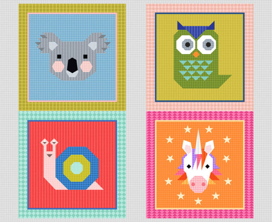 Animals Alphabet - Animal Alphabet 1 squares yard panel  - Fabric Collection by Lewis & Irene by Length & Fat