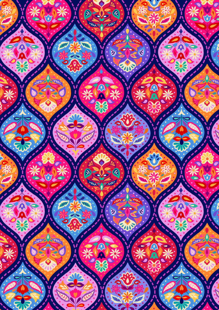 Sambramha by John Scott - Jewel drops dark - Lewis & Irene - by Length & Fat Quarter