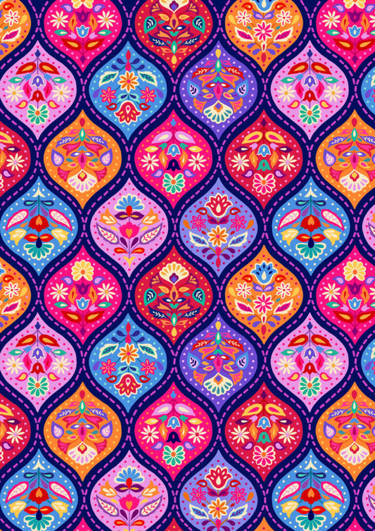 Sambramha by John Scott - Jewel drops dark - Lewis & Irene - by Length & Fat Quarter