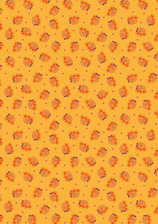 Sambramha by John Scott - Mini stems on yellow spice - Lewis & Irene - by Length & Fat Quarter