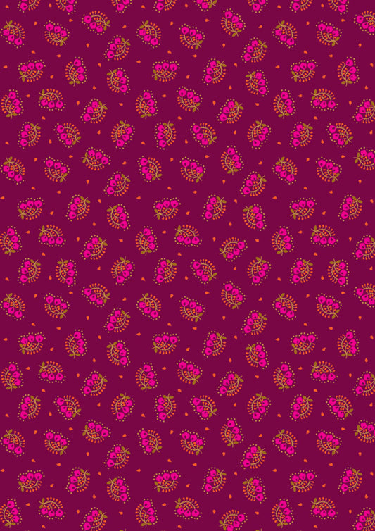 Sambramha by John Scott - Mini stems on dark wine - Lewis & Irene - by Length & Fat Quarter