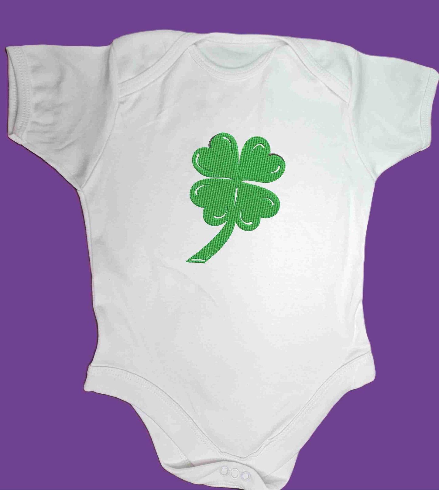 St Patrick's Day Shamrock Embroidered on Baby Bodysuit - Design Embroidered on Organic Cotton Long and Short Sleeve Baby Bodysuit. Comfortable and soft.