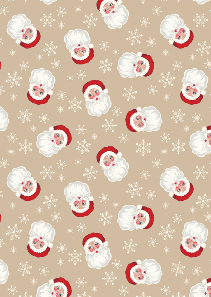 Oh Christmas Tree Santa on Natural (with pearl) Fabric collection by Lewis & Irene