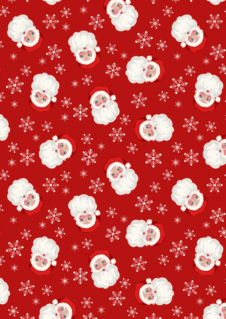 Oh Christmas Tree Santa on Red (with pearl) Fabric collection by Lewis & Irene