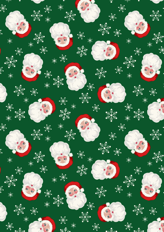 Oh Christmas Tree Santa on Green (with pearl) Fabric collection by Lewis & Irene