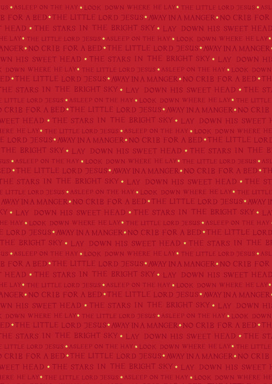 Away in a Manger - Lyrics on Red with Gold metallic by Lewis & Irene - by Length & Fat Quarters