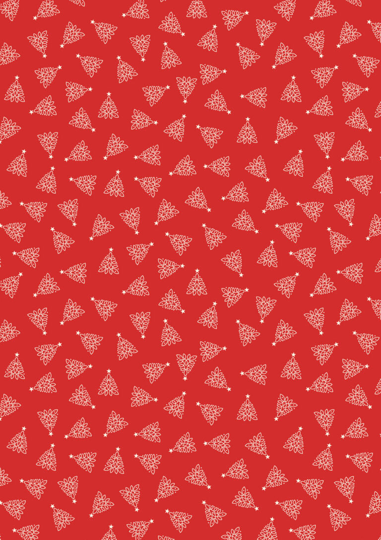 PRE-ORDER - Celtic trees on winter red - Celtic Christmas Fabric collection by Lewis & Irene - AVAILABLE END OF JUNE APPROX.