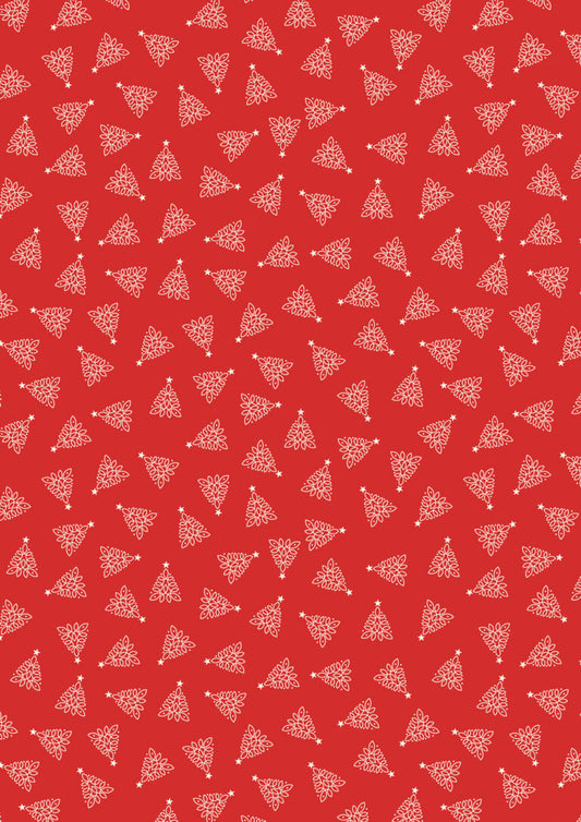 PRE-ORDER - Celtic trees on winter red - Celtic Christmas Fabric collection by Lewis & Irene - AVAILABLE END OF JUNE APPROX.
