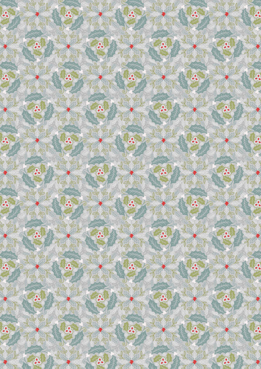 PRE-ORDER - Festive celtic leaves silver - Celtic Christmas Fabric collection by Lewis & Irene - AVAILABLE END OF JUNE APPROX.