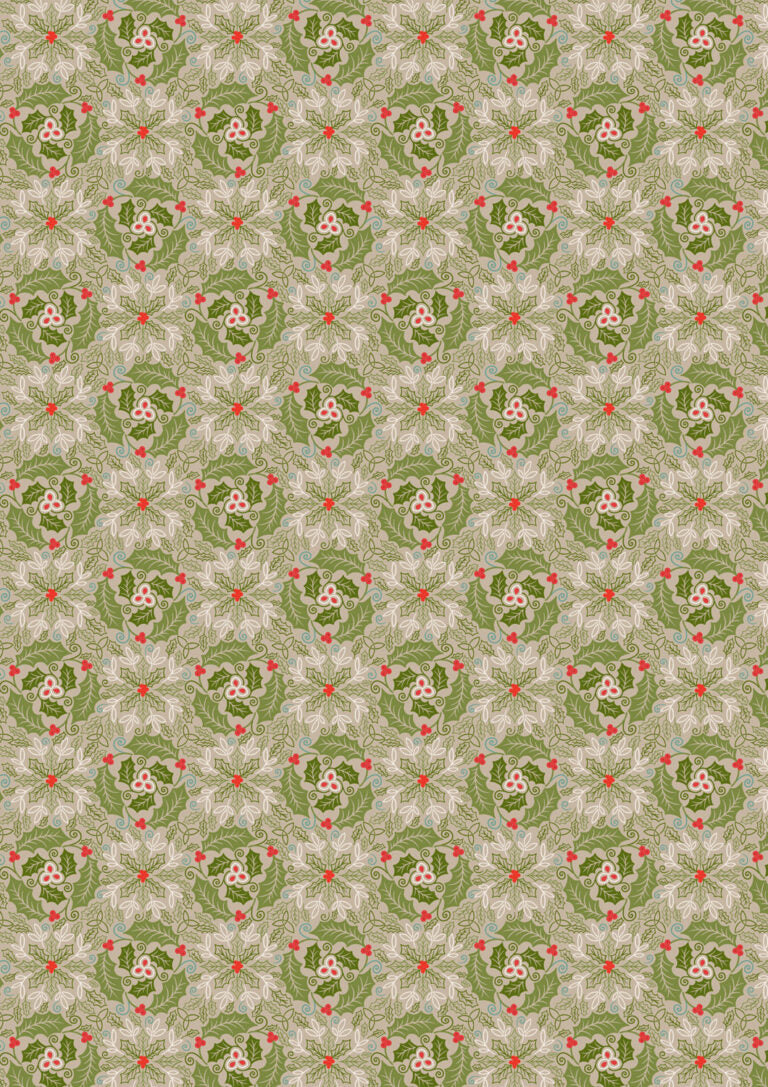 PRE-ORDER - Festive celtic leaves green - Celtic Christmas Fabric collection by Lewis & Irene - AVAILABLE END OF JUNE APPROX.