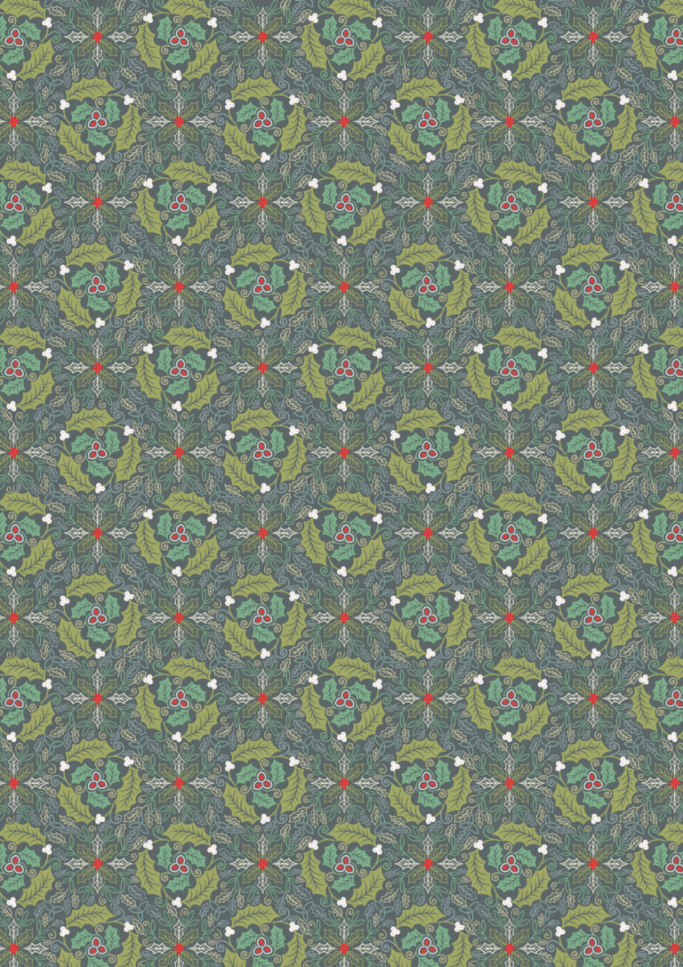 PRE-ORDER - Festive celtic leaves winter - Celtic Christmas Fabric collection by Lewis & Irene - AVAILABLE END OF JUNE APPROX.