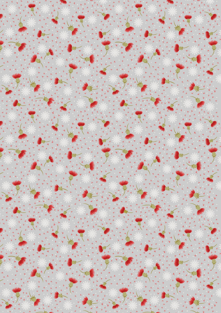 PRE-ORDER - Thistledown on silver - Celtic Christmas Fabric collection by Lewis & Irene - AVAILABLE END OF JUNE APPROX.