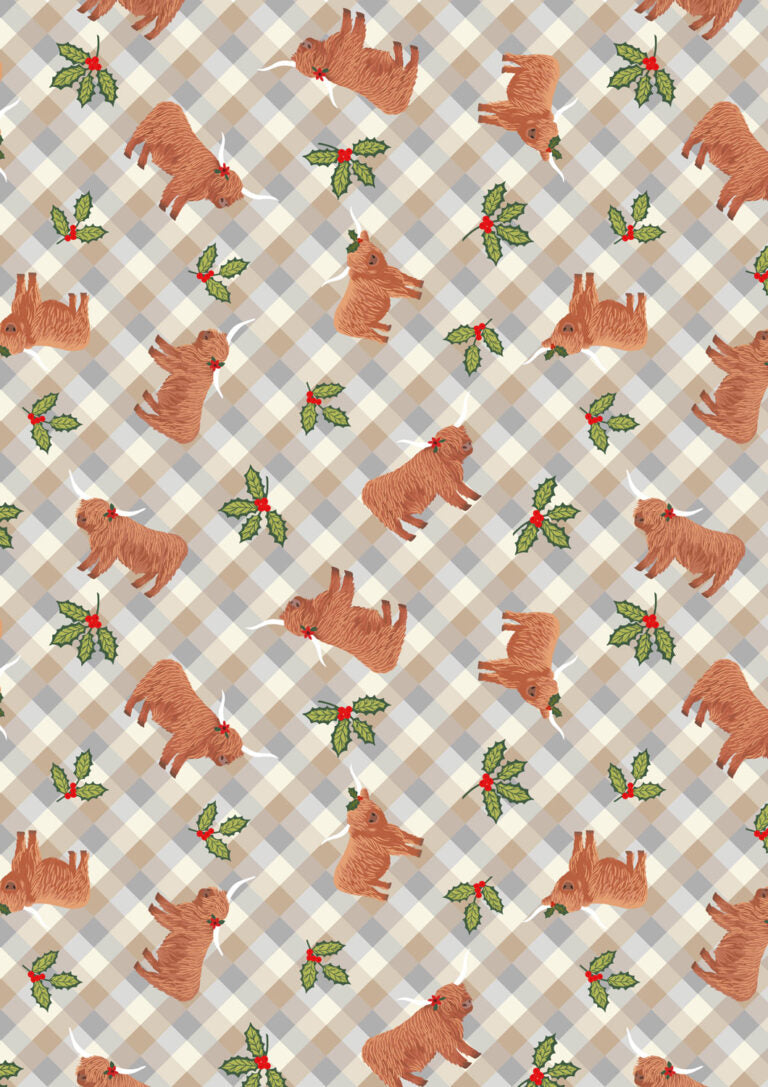 PRE-ORDER - Highlands and holly winter morning gingham - Celtic Christmas Fabric collection by Lewis & Irene - AVAILABLE END OF JUNE APPROX.