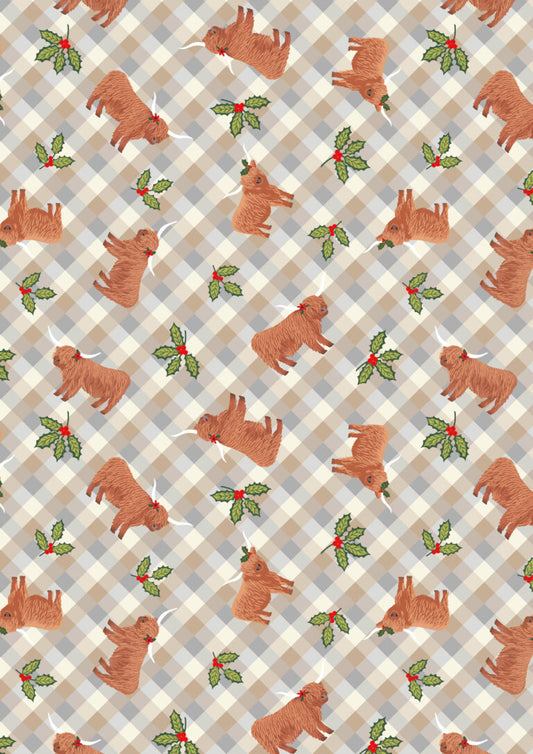 PRE-ORDER - Highlands and holly winter morning gingham - Celtic Christmas Fabric collection by Lewis & Irene - AVAILABLE END OF JUNE APPROX.