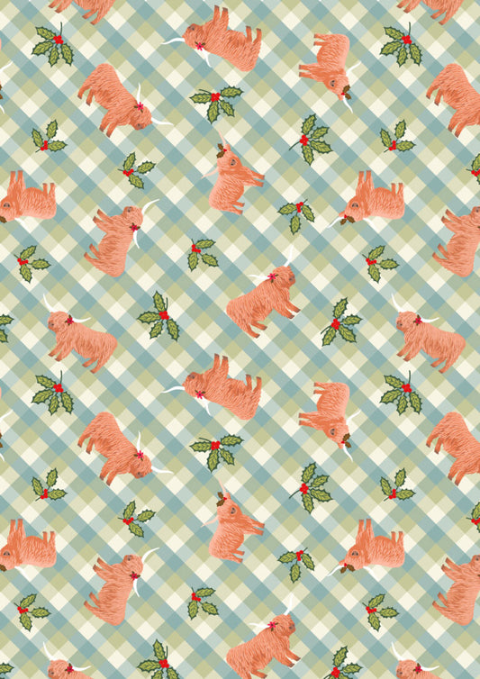 PRE-ORDER - Highlands and holly icy meadow gingham - Celtic Christmas Fabric collection by Lewis & Irene - AVAILABLE END OF JUNE APPROX.