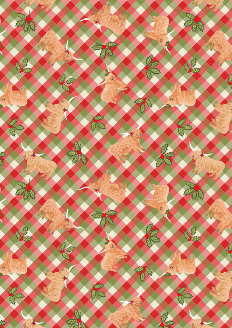 PRE-ORDER - Highlands and holly festive gingham - Celtic Christmas Fabric collection by Lewis & Irene - AVAILABLE END OF JUNE APPROX.