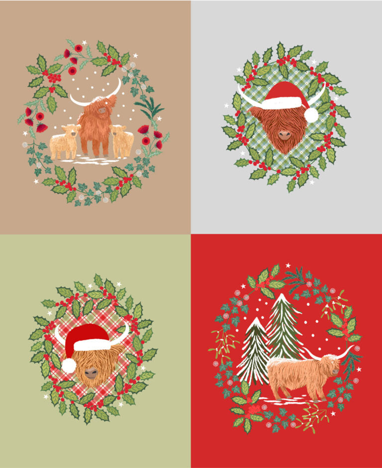 PRE-ORDER - Celtic Christmas 1 yard squares panel - Celtic Christmas Fabric collection by Lewis & Irene - AVAILABLE END OF JUNE APPROX.
