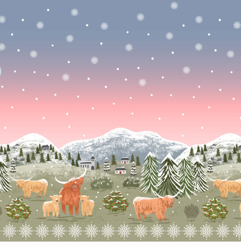 PRE-ORDER - Celtic Christmas double edge border panel - Celtic Christmas Fabric collection by Lewis & Irene - AVAILABLE END OF JUNE APPROX.