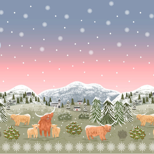 PRE-ORDER - Celtic Christmas double edge border panel - Celtic Christmas Fabric collection by Lewis & Irene - AVAILABLE END OF JUNE APPROX.