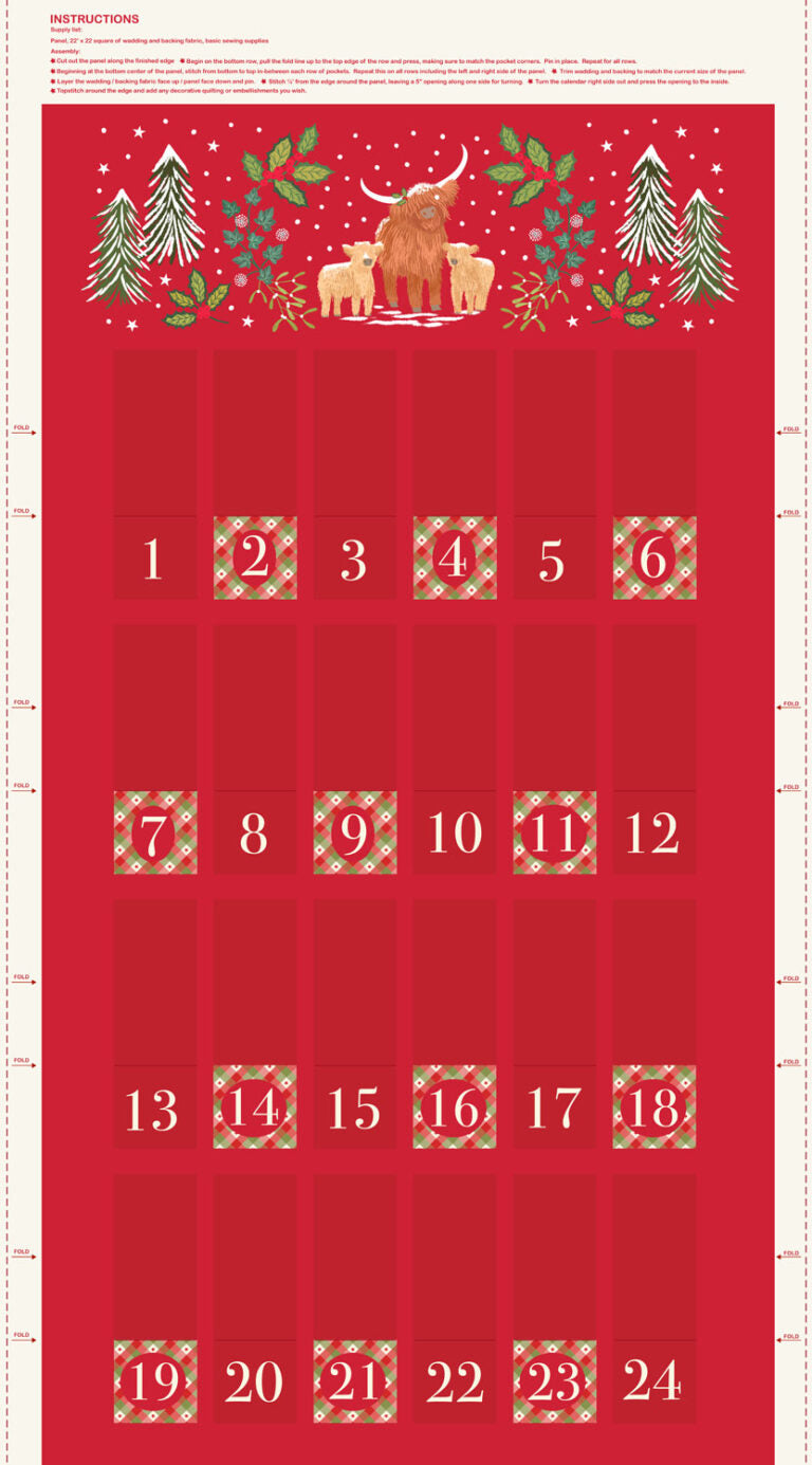 PRE-ORDER - Celtic Christmas half yard advent calendar - Celtic Christmas Fabric collection by Lewis & Irene - AVAILABLE END OF JUNE APPROX.