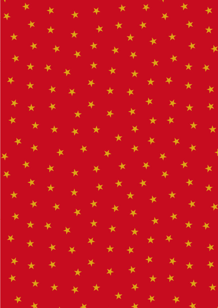 PRE-ORDER - Gold stars on red (with gold metallic) - Christmas in Bluebell Wood Fabric collection for Lewis & Irene - AVAILABLE END OF JUNE APPROX.