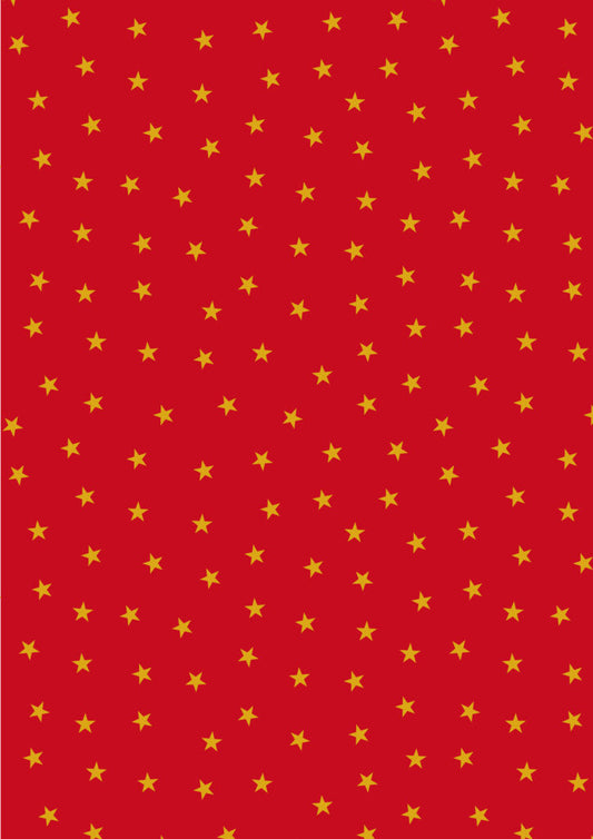 PRE-ORDER - Gold stars on red (with gold metallic) - Christmas in Bluebell Wood Fabric collection for Lewis & Irene - AVAILABLE END OF JUNE APPROX.