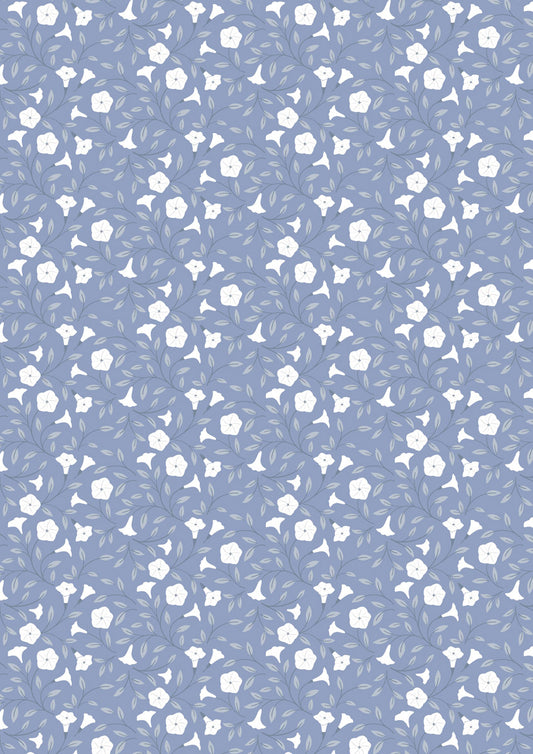 Evenfall Moonflower - Dark Periwinkle - Fabrics collection by Cassandra Connolly for Lewis & Irene - Per Length & Fat Quarters
