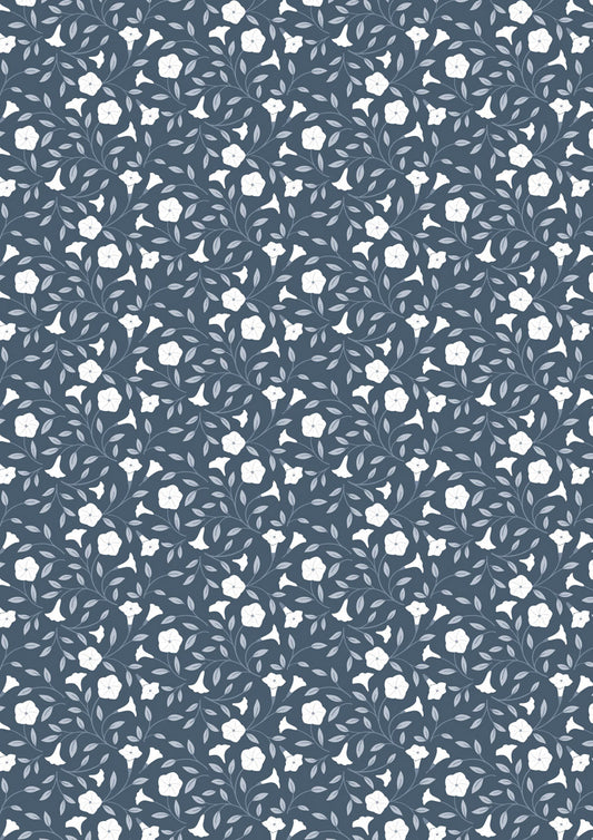 Evenfall Moonflower - Midnight Blue - Fabrics collection by Cassandra Connolly for Lewis & Irene - Per Length & Fat Quarters