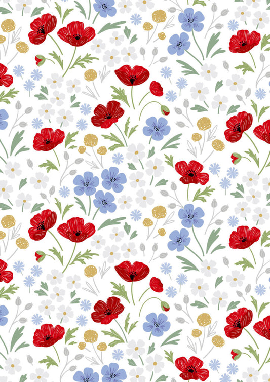 Forever Blooms  - Wild Blooms White - by Cassandra Connolly for Lewis & Irene - by Length & Fat Quarter