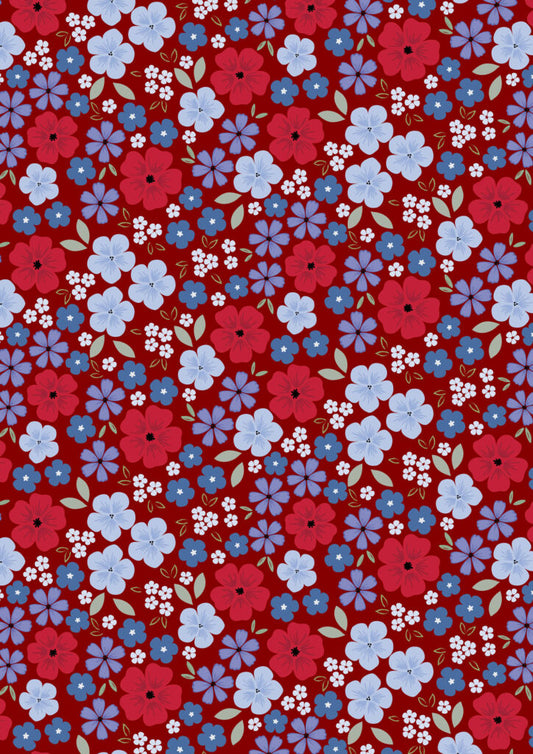 Forever Blooms  - Floral Palette Claret - by Cassandra Connolly for Lewis & Irene - by Length & Fat Quarter