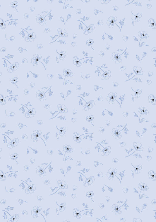 Forever Blooms  - Ephemeral Beauty Pale Blue - by Cassandra Connolly for Lewis & Irene - by Length & Fat Quarter