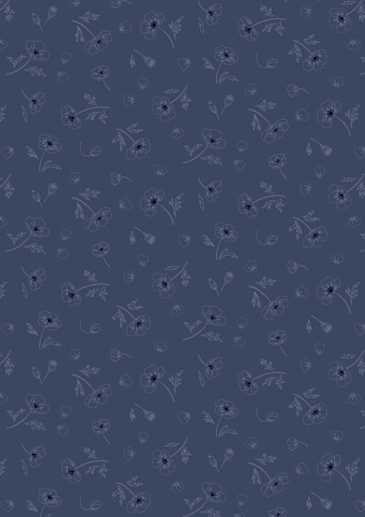 Forever Blooms  - Ephemeral Beauty Prussian Blue - by Cassandra Connolly for Lewis & Irene - by Length & Fat Quarter