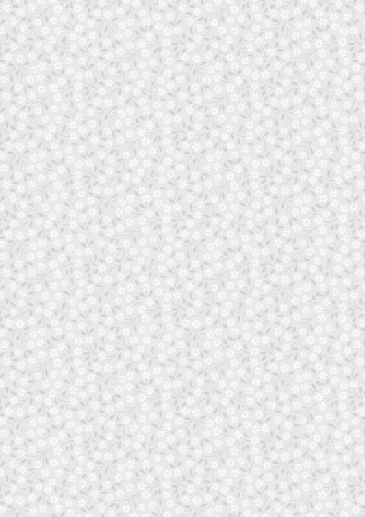 Forever Blooms  - Interlaced Blossoms Bright Grey - by Cassandra Connolly for Lewis & Irene - by Length & Fat Quarter