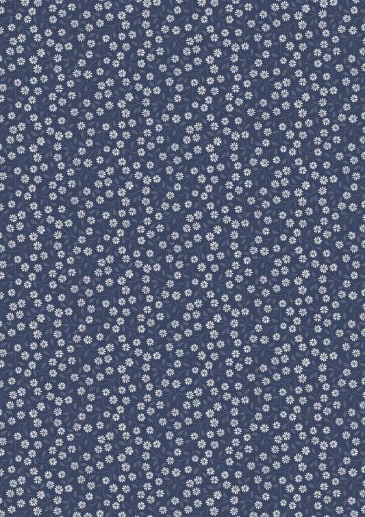 Forever Blooms  - Interlaced Prussian Blue - by Cassandra Connolly for Lewis & Irene - by Length & Fat Quarter