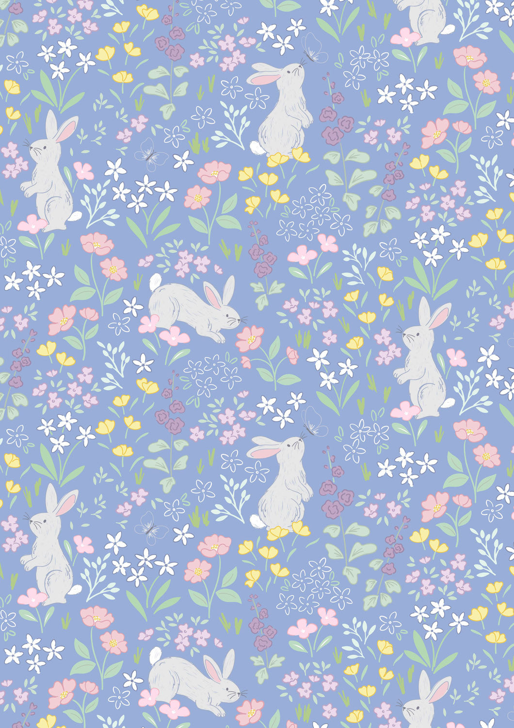 Dear Spring  - Chasing Tails Dusky Mid Blue - by Cassandra Connolly for Lewis & Irene - by Length & Fat Quarter
