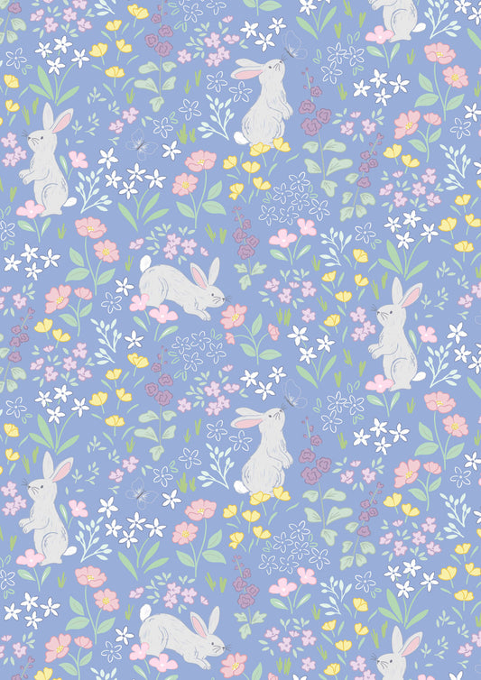 Pre-Order - Available end of January - Dear Spring  - Chasing Tails Dusky Mid Blue - by Cassandra Connolly for Lewis & Irene - by Length & Fat Quarter