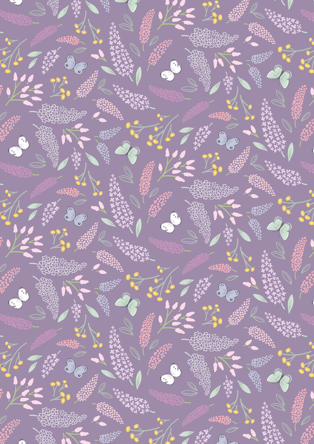 Dear Spring  - Spring Symphony Dusky Dark Purple - by Cassandra Connolly for Lewis & Irene - by Length & Fat Quarter