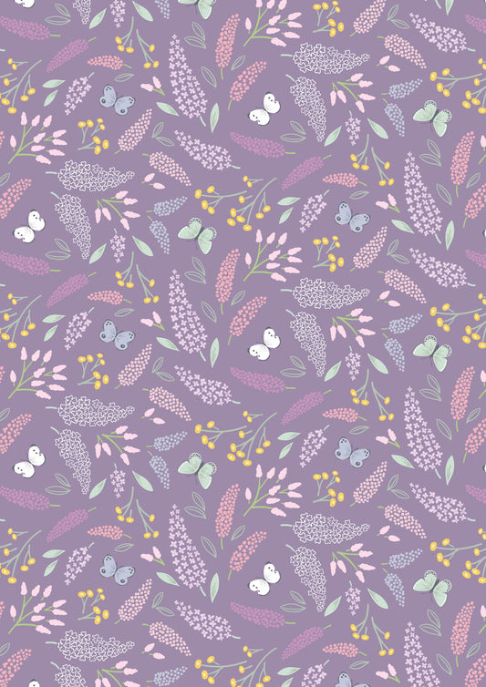 Pre-Order - Available end of January - Dear Spring  - Spring Symphony Dusky Dark Purple - by Cassandra Connolly for Lewis & Irene - by Length & Fat Quarter
