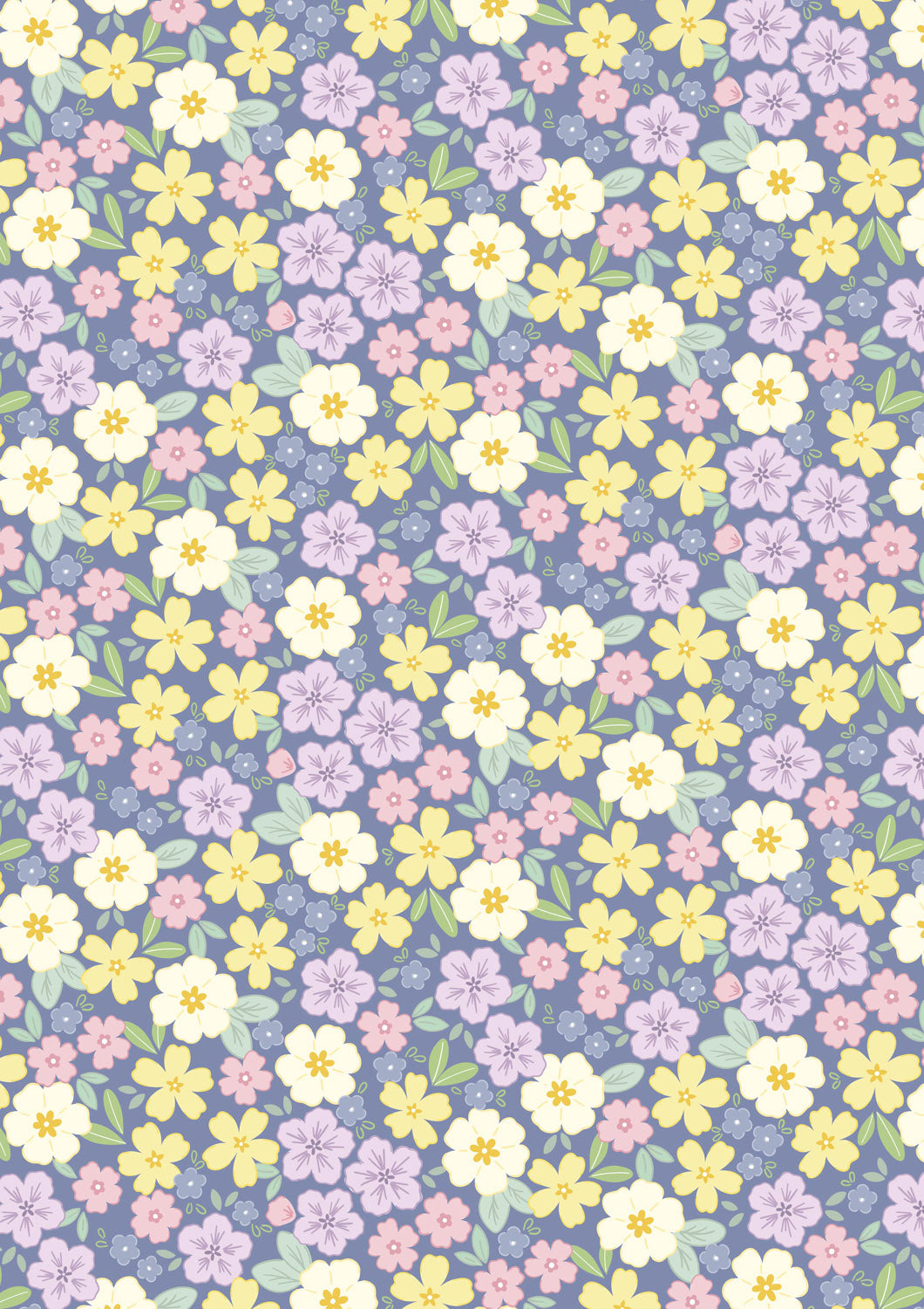 Dear Spring  - Primrose Prairie Dusky Dark Blue - by Cassandra Connolly for Lewis & Irene - by Length & Fat Quarter