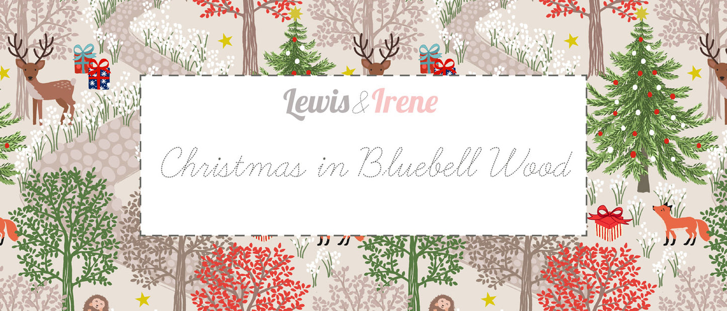PRE-ORDER - Snowflake hedgehog on night time (with gold metallic) - Christmas in Bluebell Wood Fabric collection for Lewis & Irene - AVAILABLE END OF JUNE APPROX.