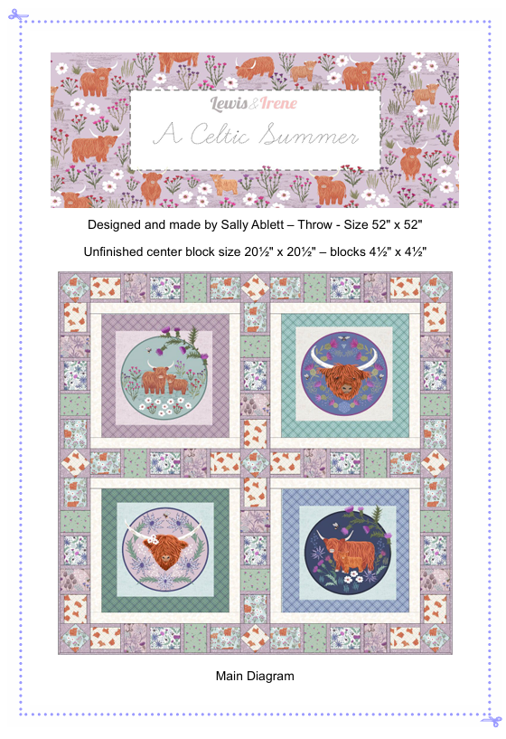 Quilt with panel A Celtic Summer designed by Sally Ablett Design for Lewis & Irene. Size 52" x 52"